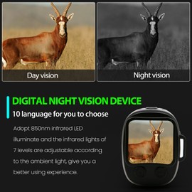 Outdoor Night Vision Device Infrared Optical Night Vision Monocular Device 10 Languages 5X Digital Zoom Photo Video Playback 500~1000M Full Dark Viewing Distance for Outdoor Hunt Boating