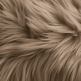 FabricLA Faux Fur Fabric | 60 inches (152cm) Round Circular Fluffy Shaggy Fabric | Use Round Faux Fur for Carpet, Bedroom, Christmas Decoration Beige