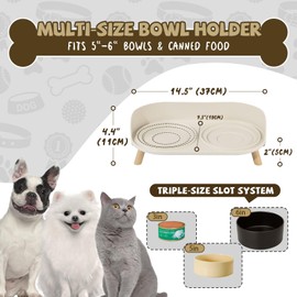 Raised Dog Feeder Bowl Stand - Elevated Dining Table for Small and Medium Dogs and Cats - Fits Food and Water Dish up to 6" Diameter - Milky White (Bowls Not Included)