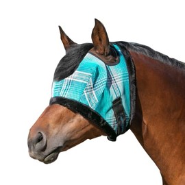 Kensington Fly Mask with Fleece Trim for Horses — Protects Face and Eyes from Flies and Sun Rays While Allowing Full Visibility — Breathable and Non Heat Transferring, XX-Large, Atlantis
