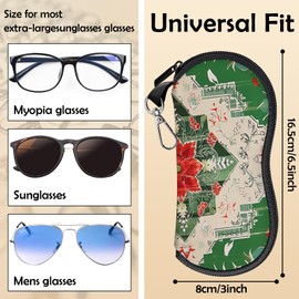 Zewurtuw Glasses Case Eyeglass Sunglasses Zipper Soft Neoprene Ultra Light Pouch Metal Belt Clip Aesthetic Women Men (E17-Green Square)