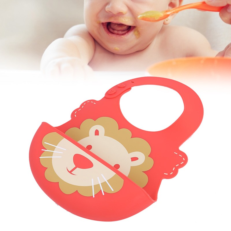 Baby Bib Washable Waterproof Superbib Reusable Infant Cartoon Feeding TowelRed