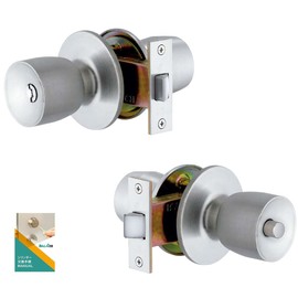 Miwa Lock Door Knob Replacement Lock BM-D Bathroom Lock Toilet Bath Indoor Door Thickness 1.3 - 1.4 inches (33 - 36 mm) Replacement Instructions Included