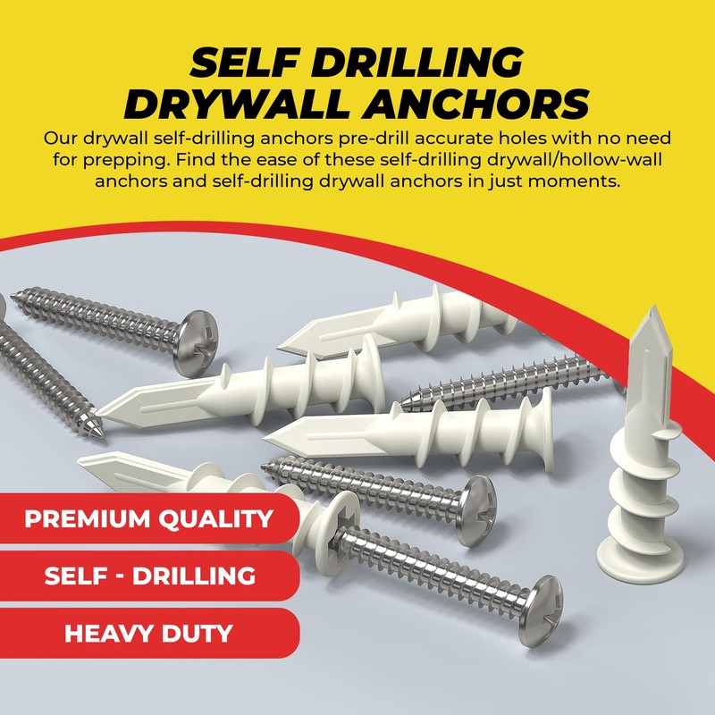 Qualihome Small Mini N.6 Plastic Self Drilling Drywall Anchors with