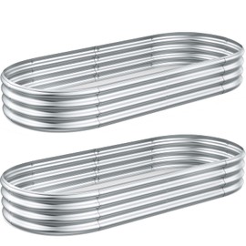 2 Pcs 8 x 3 x 1 FT Galvanized Steel Raised Garden Bed, Large Galvanized Steel Outdoor planter box for for Easy to DIY and clean - Raised Garden Beds outdoor for backyards, terraces and balconies