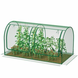 SPECILITE 98x49x49in Garden Plant Netting Mesh Cover for Raised Bed with Roll-up Zipper Door for Vegetables Fruits, Large Tunnel Gardening Net, Green