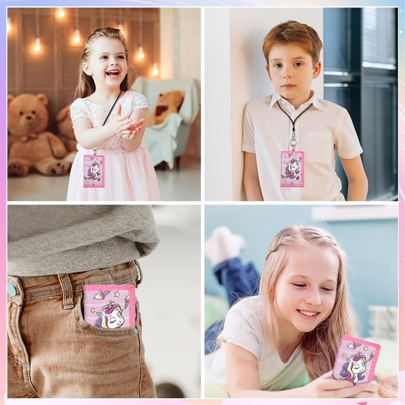 Kinder Brustbeutel - Dreifach Gefaltete Geldbörse Mit Schlüsselanhänger, Einhorn Geldbörse