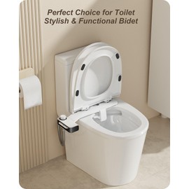 Hinmood Ultra-Slim Bidet Attachment for Toilet Dual Nozzles Feminine & Rear Wash Bidet Toilet Seat Attachment Non Electric Self Cleaning Adjustable Water Pressure, Rear Wash (KB001)