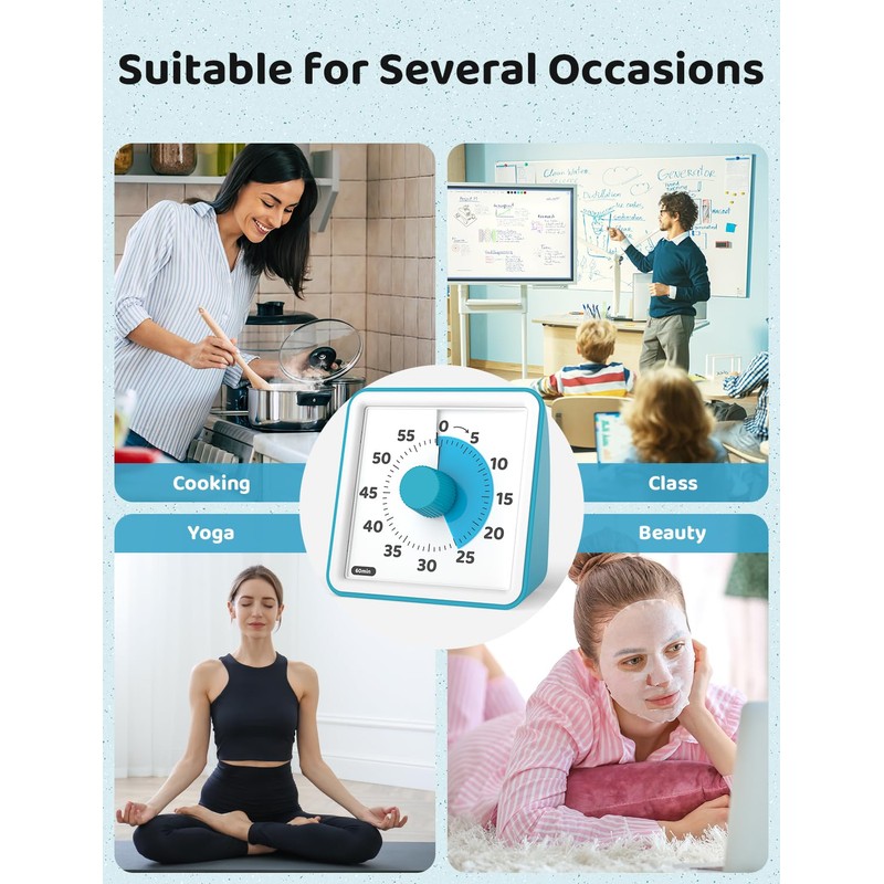 LIORQUE Visual Timer for Kids, 60-Minute Countdown Timers for Classroom