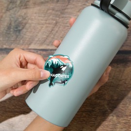 Die Cut Sticker Anacortes, Washington, Orca Whale and Calf, Vector, Vinyl Sticker 1 to 3 inches (Waterproof Decal for Cars, Water Bottles, Laptops, Coolers), Small