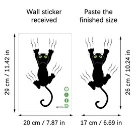 duoyif Wall Tattoos, Black Cat Wall Sticker, Pack of 2, Cat Silhouette Wall Sticker, Black Cat Sticker, Wall Pictures for Children's Room, Door, Toilet Lid, Wall Decoration, 26 x 17