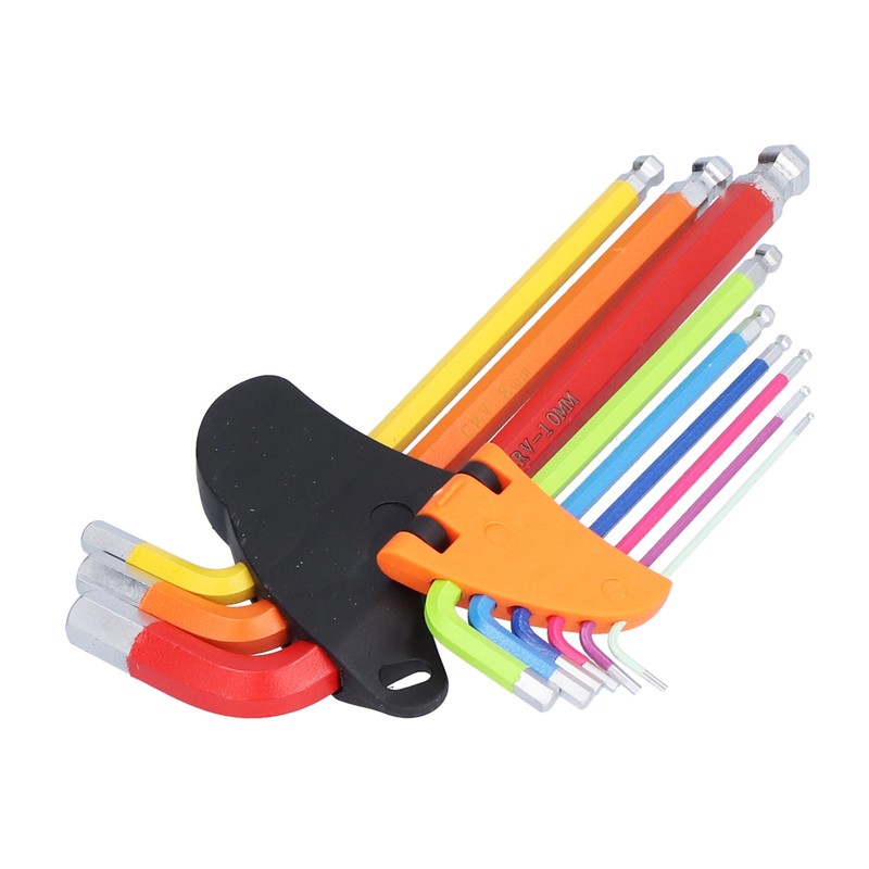9Pcs Hex Wrench Ball End Colourful Long Arm Metal Key