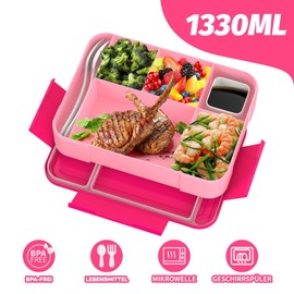 FLYING APSARAS Children's Lunch Box with Compartments,Bento Box Children,Leak-proof Lunch Box for Girls and Boys，Breakfast Box,Cutlery Set,Snack Box,Perfect for School,Nursery&Trips(rose red)