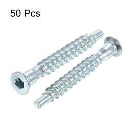 sourcing map Furniture Confirmat Screw, 50pcs 5x40mm Hex Socket Wood Screws Zinc Plated Countersunk Self-Tapping Furniture Connecting Screw