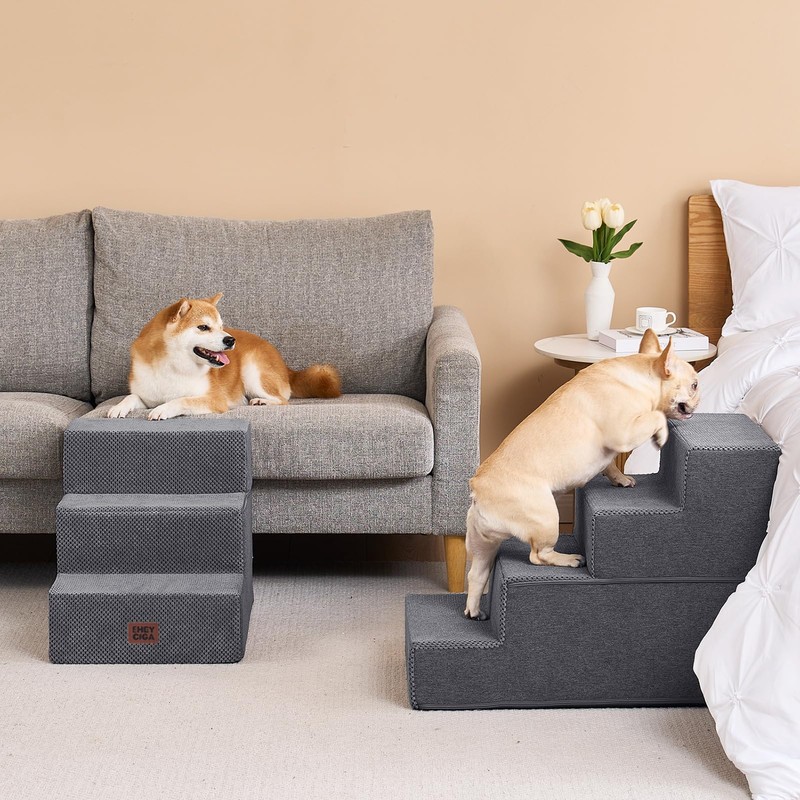 EHEYCIGA Dog Stairs for Bed 20" H, 4-Step Extra Wide