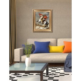 DECORARTS - Napoleon Crossing The Alps, Jacques Louis David Classic Art. Giclee Print on Canvas with Matching Golden-relief Framed Wall Art. 16x20 Total with Framed size: 22x26