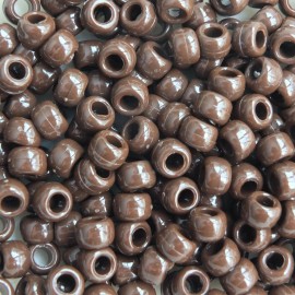 Pony Beads Chocolate Brown Opaque Large Hole Beads Made in USA