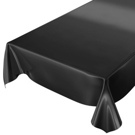 Oilcloth Tablecloth Oilcloth Washable Tablecloth Plain Gloss Plain Black Cut Edge 120 x 140 cm