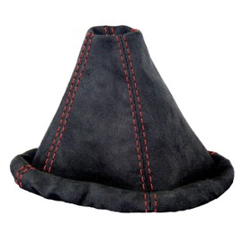 L & P Car Design Shift Boot Cover Faux Suede Compatible with VW Golf 2 MK2 3 MK3 Passat MK3 Polo MK3 for Jetta MK2 MK3 Manual Transmission Black red Stitch