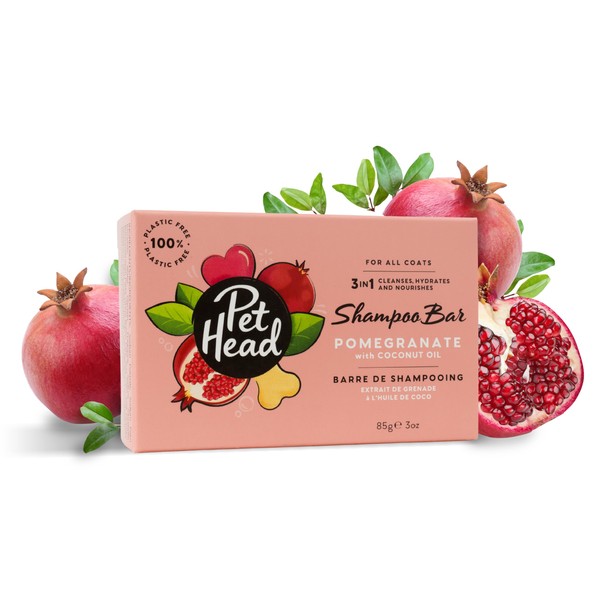 Pet Head Pomegranate Shampoo Bar for Dogs – 3in1 Cleanses,