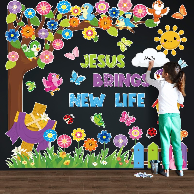 Pajean 112 Pcs Christian Spring Bulletin Board Decorations Classroom Religious