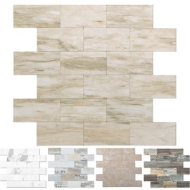 OYASIMI 1 Sheet Peel and Stick Tile Backsplash 13.5"X11.4" PVC Wall Tiles, Stick on Backsplash for Kitchen, Bathroom Tile, Fireplace Décor, Laundry Table, Stair Decals in Slate Beige