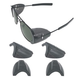 KMDJG 2 Pairs Safety Glasses Side Shields,Slip on Side Shields, Fits Medium to Large Eyeglasses Frames（2 Pairs Transparent Black）