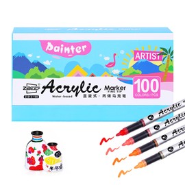 kander hardhead acrylic paint marker, 100 color pigment pen, waterproof and quick-drying with automatic ink control system, suitable for petroglyphs, wood, fabric, canvas, eggs, ceramics, DIY crafts