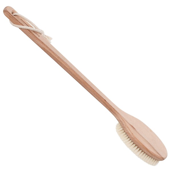 REDECKER Extra Long Beechwood Bath Brush - Natural Pig Bristle Body Brush for Showering, Back Scrubbing, Exfoliating, Dry Brushing and Lymphatic Drainage - Perfect for Hard-to-Reach Areas