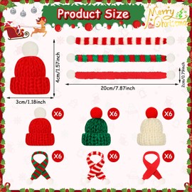 JUNEBRUSHS Mini Christmas Hat and Scarf Set, 36 Pieces Small Santa Hat with Scarf, Mini Christmas Decoration for Bottle Decoration, Table Decoration, Doll Accessories