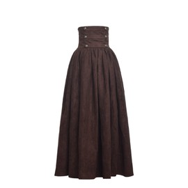 BLESSUME Gothic Skirt Lolita Steampunk High Waist Walking Skirt Brown