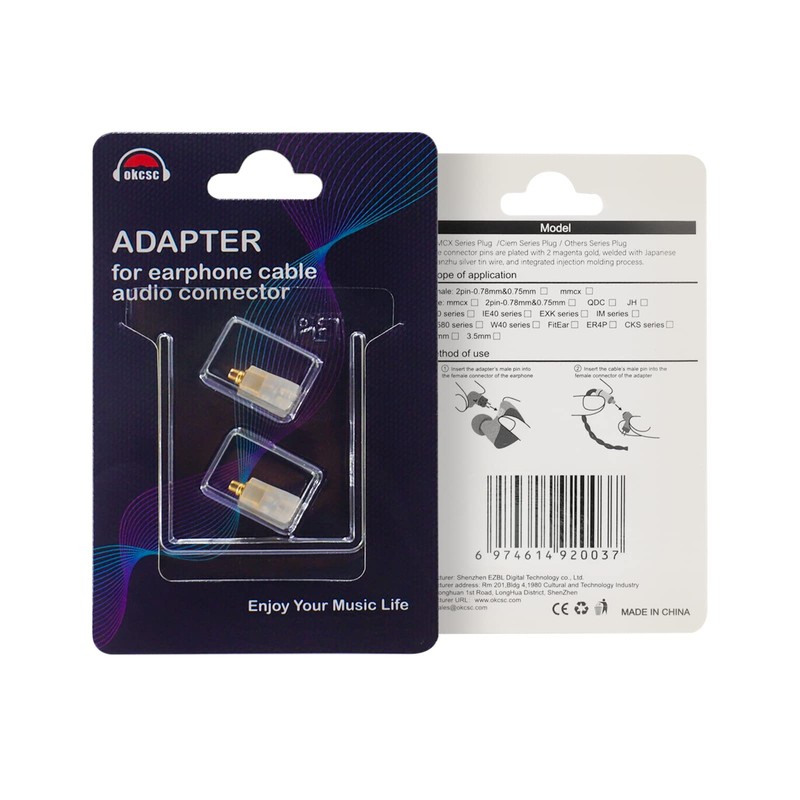 OKCSC HiFi Headphone Plug 3.5mm(Contact Headphone) to MMCX(Contact Cable) Original