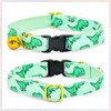 Cat Bow Collar, Green Dinosaur Pattern, Quick Release Safety Buckle,