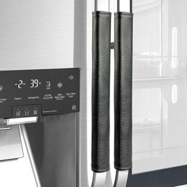 OUGAR8 Refrigerator Door Handle Covers,Waterproof &Oilproof,Keep Your Kitchen Appliance Clean from Smudges, Fingertips, Stains,Handle Protector for Oven Stove Dishwasher (Black, 2pcs_15.74" L*4“W)