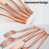45-Piece Silverware Set with Serving Utensils Set, Rose Gold Hammered