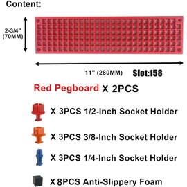 FREE ZONE - 2 PCS Bit Organizer Set (Red) | 158 Hole Bit Storage | 1/4 Inch Hex Bit & Drive Bit Adapter Storage | Screwdriver Bit Organizer | Toolbox Organizer | Tools are Not Included