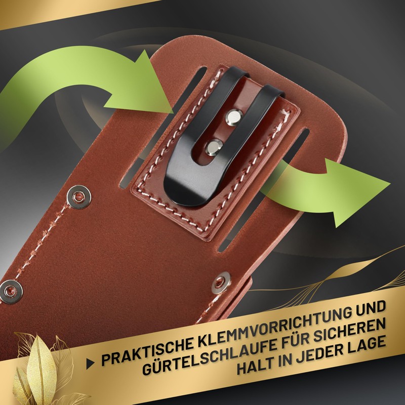 GRÜNTEK Premium Pruner Holster Premium Burgundy Red Genuine Leather Secure