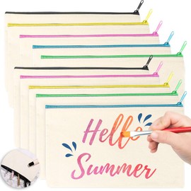 DIY Blank Fabric Pencil Case, Pack of 10 Fabric Bags Zip Blank Pencil Case for Painting, Pencil Case for Painting, Small Cosmetic Bag Fabric, Canvas Cosmetic Bag, 21 x 12 cm