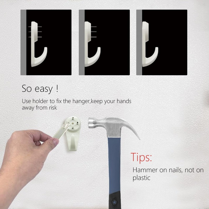 Concrete Wall Hooks，25pcs Invisible Nail Hangers, No Damage Picture Hanger