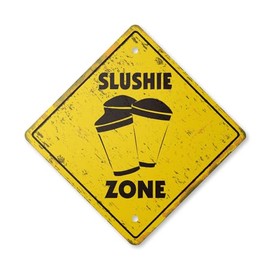 Slushie Vintage Crossing Sign Zone Xing | Indoor/Outdoor Plastic | 12" Tall Rustic Water ice SNO Snow Cone Italian