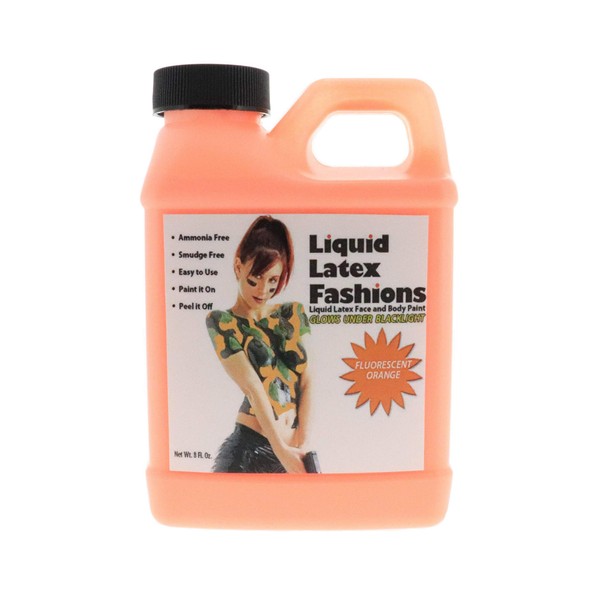 Ammonia Free Liquid Latex Body Paint 8oz Fluorescent Orange