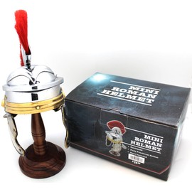 Medieval Warrior Brand 18 Gauge Steel Mini Display Helmet w/Helmet Stand (Roman Centurion)