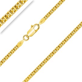PLANETYS - Bismarck Chain Diamond-Coated 925 Sterling Silver 18 Carat Gold-Plated Chain - Necklace - 2.5 mm Wide Various Lengths: 40-45-50-55-60-65-70 cm, Sterling Silver, Diamond