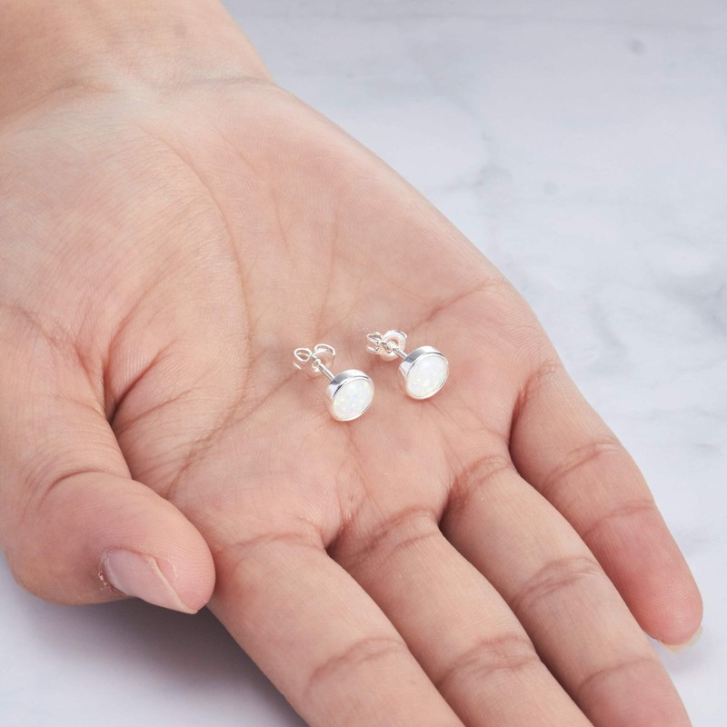 Philip Jones Synthetic White Opal Stud Earrings