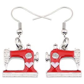 NEWEI Cute Sewing Machine Earrings Fashion Sewing Tools Jewelry For Women Gift Decoration Charms (Red)