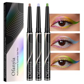 Greyghost Retractable Eyeliner Multichrome Eyeliner Pencil, Eye Liner Waterproof Smudge Proof Metallic Eyeliner Pen 24h Long-Lasting Gel Eyeliner High Pigmented Eyeliner Pencil (Set A)