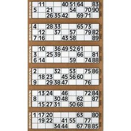 JMS we create smile Bingo Ticket Book- 6 To View Pad 480 Tickets With Big Bold Numbers Family Activity Fun Book For Night Events Parties Christmas (Brown)