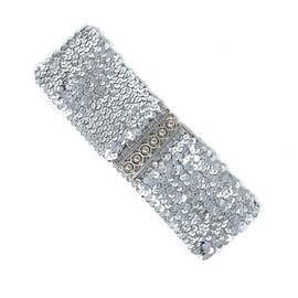 Cadoline Women Sequin Elastic Stretch Wide Narrow Belt Waist Band Corset Sequin Women, silver