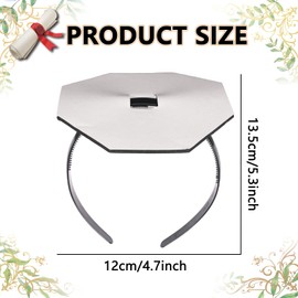 Ecuupas Octagon Graduation Cap Headband,Adjustable Black Hairband for Graduation Hat, Firm Anti-fall Grad Cap Hair Hoop Hat Accessories for Graduates, Students, Women(02, Large)