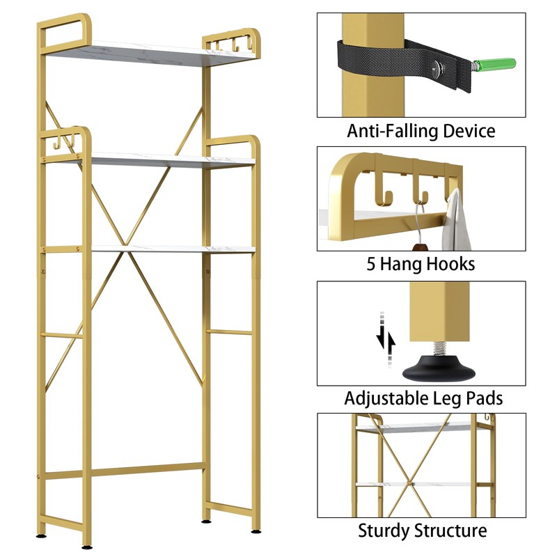 Over The Toilet Storage Rack with 3-Tier Shelves, Space Saver